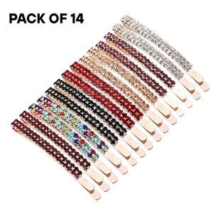 Yaomiao 14-Piece Rhinestone Bobby Pins Double Row Decorative Crystal Hair Clips